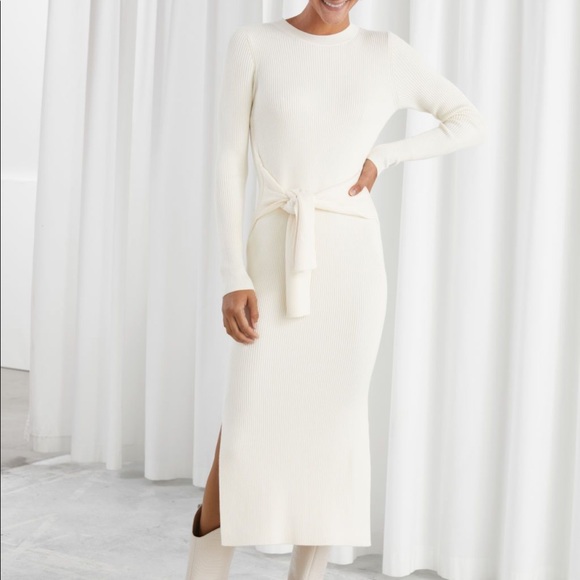 Other Stories Belted Rib Midi Dress 